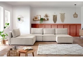 Divano angolare in velluto a coste variabile crema Nihad modular - Bobochic Paris