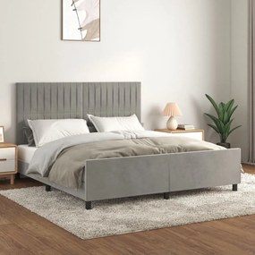 Giroletto Senza Materasso Grigio Chiaro 160x200 Cm Velluto /