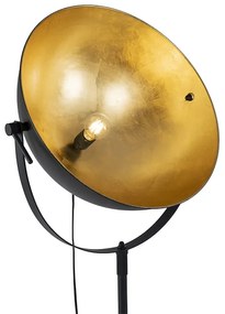 Lampada da terra industriale nera 50 cm con oro regolabile - Magnax