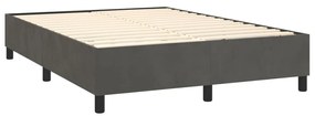 Giroletto a molle con materasso grigio scuro 140x200 cm velluto