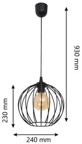 Lampadario a sospensione con filo MERCURE 1xE27/15W/230V