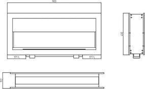 Camino a bioetanolo da incasso bifacciale biocamino 2 lati 90x40 cm MONTEFALCO 90
