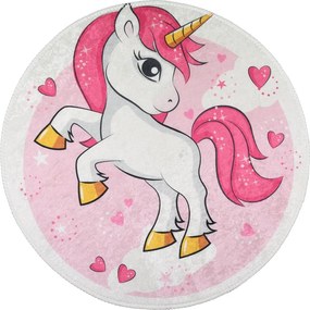 Tappeto per bambini rosa lavabile ø120 cm Pink Unicorn – Vitaus
