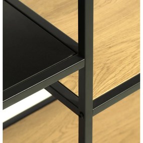 Libreria nera/di colore naturale effetto rovere 80x146x35 cm Altino – Unique Furniture