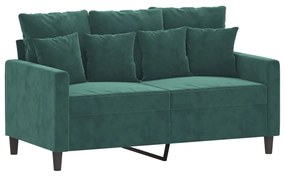 Set di divani 2 pz con cuscini verde scuro in velluto