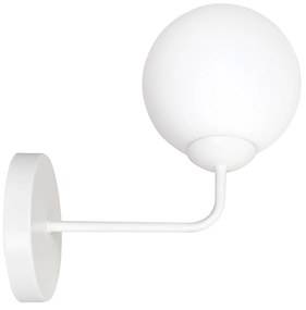 Applique Moderna 1 Luce Nezha In Acciaio Bianco E Sfera In Vetro Opale