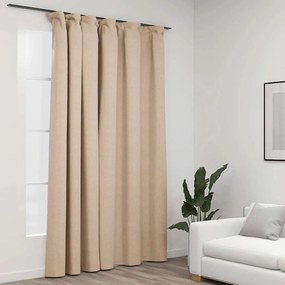 Tenda Oscurante Effetto Lino Con Ganci Beige 290x245 Cm /