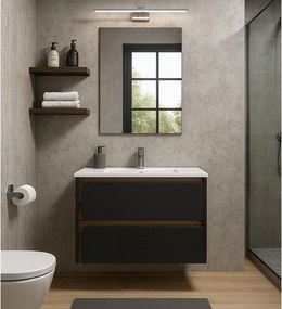 Mobile da bagno sospeso sotto lavabo L 80 x H 55 x P 45 cm nero laccato opaco, 2 cassetti VISOBATH Indico
