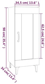 Credenza Grigio Cemento 34,5x34x90 cm in Legno Multistrato