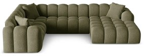 Divano angolare verde (con penisola a sinistra/a U) con rivestimento in ciniglia Treno – Cosmopolitan Design