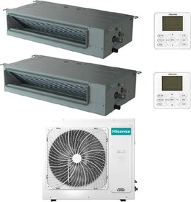 Climatizzatore Condizionatore Hisense Canalizzabile R32 Dual Split Inverter 12000 + 18000 BTU con U.E. 4AMW81U4RJC Classe A++/A+
