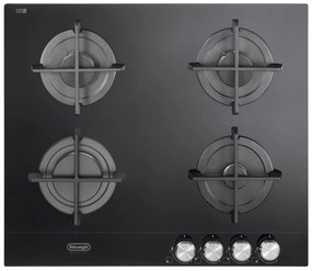 Piano cottura 4 fuochi L 60 cm LM 64 VGN DE'LONGHI nero griglie in ghisa