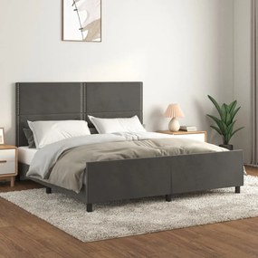Giroletto Senza Materasso Grigio Scuro 160x200 Cm Velluto /