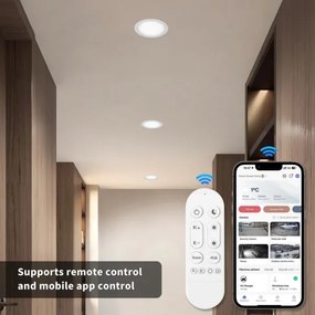 Immax NEO 07295L - Downlight LED da incasso dimmerabile, 36 W, 230 V, Wi‑Fi, Ø 23 cm, bianco