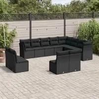 Set Divani da Giardino 12 pz con Cuscini Nero in Polyrattan 3218465