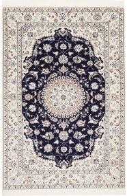 Nain Tappeto 130x180 Blu (Iran) Annodato A Mano