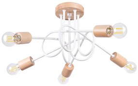 Sollux SL.1475 - Lampadario a plafone EMBER 5xE27/15W/230V bianco/beige/faggio