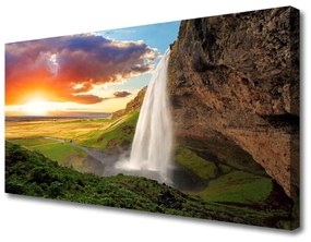 Quadro su tela Montagna della cascata della natura 100x50 cm