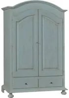 Armadio 2 porte legno shabby cerato azzurro 125x61x200