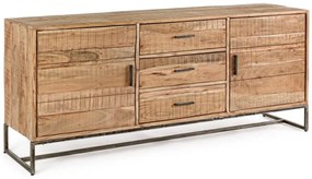 Credenza ELMER in legno di acacia e base acciaio antracite, 175x45x77 cm