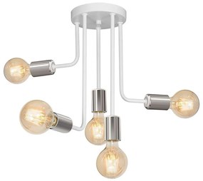 Lampadario a sospensione con supporto rigido CANDELA 5xE27/15W/230V bianco