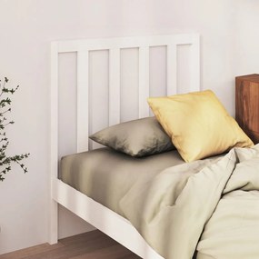 Testiera Per Letto Bianca 96x4x100 Cm İn Legno Massello Di Pino /