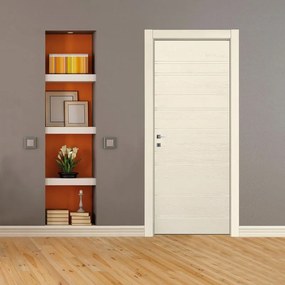 Porta interna a battente Mast Incisa in legno laccato colore avorio, L 70 x H 210 cm, apertura reversibile