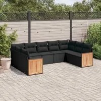 Set Divani da Giardino 9 pz con Cuscini Nero in Polyrattancod mxl 90282