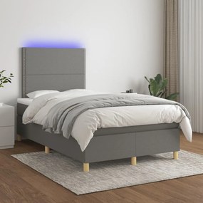 Letto a molle materasso e led grigio scuro 120x190cm in tessuto