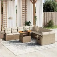 Set Divani da Giardino 11 pz con Cuscini Beige in Polyrattan 3271947