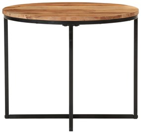 Tavolino salotto 55x55x45cm in legno massello di acacia e ferro