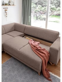 Divano angolare marrone allungabile e con contenitore (penisola a sinistra/a L) Classy Sophie – Miuform