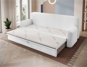 Divano bianco allungabile/con contenitore e rivestimento in bouclé 236 cm Elioss – ELTAP