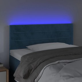 Testiera a led blu scuro 80x5x78/88 cm in velluto