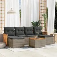 Set Divani da Giardino 7 pz con Cuscini Grigio in Polyrattan 3227908