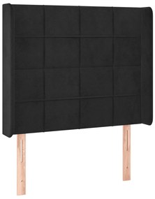Testiera a led nera 103x16x118/128 cm in velluto