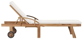 Lettini prendisole con cuscini 2 pz in legno di teak crema