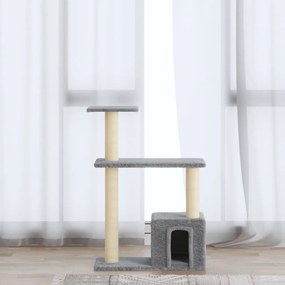 Albero per gatti con tiragraffi in sisal grigio chiaro 70 cm