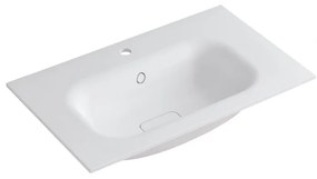 Lavabo a incasso rettangolare vasca centrale L 80.5 x H 15 x P 46 cm in resina bianco opaco