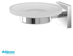 Portasapone a Parete Feridras "Easy" Cromo Lucido/Vetro Satinato