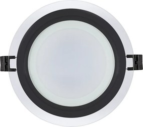 Pannello LED Rotondo da incasso 18W Foro Ø155mm IP44 in Vetro - Nero Colore Bianco Naturale 4.200K
