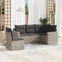 Set Divano da Giardino 5pz con Cuscini Grigio Chiaro Polyrattan 3251309