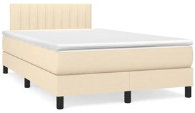 Letto a molle con materasso e led crema 120x190 cm in tessuto