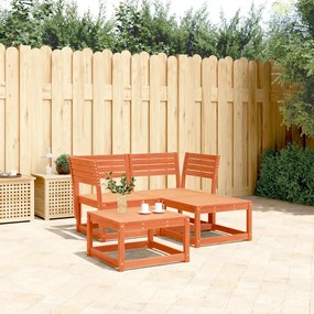 Set Divani da Giardino 3 pz Marrone Cera Legno Massello Pino