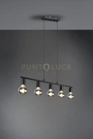 Vannes sospensione 5 spots nera l. 82cm