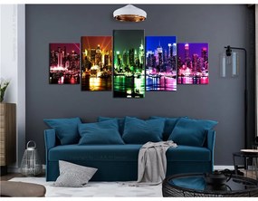 Quadro Rainbow New York (5 Parts) Wide  Colore colorful, Dimensioni e Misure 225x100