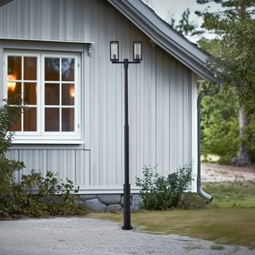 Lucande lampada da esterno Siveta, 240 cm, a 2 luci, nera, E27, IP65