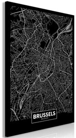 Quadro Dark Map of Brussels (1 Part) Vertical  Colore bianco e nero, Dimensioni e Misure 40x60