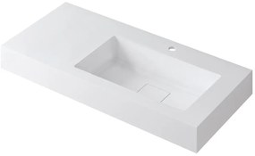 Lavabo a incasso rettangolare vasca a destra L 100.5 x H 15 x P 46 cm in resina bianco lucido