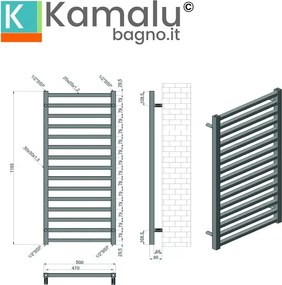 Scaldabagno 1000x500 mm modello Kam-378A - KAMALU